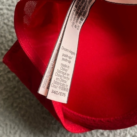 Victorias Secret Womens Bra 34C Red Gold Lace Push Up - Picture 3 of 10